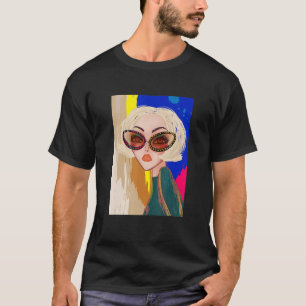 Modern Bright Blonde Short Hair Woman Illustration T-Shirt