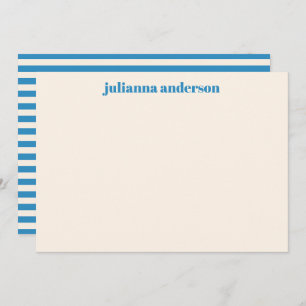 Modern Bright Blue Bold Striped Personalised Name Card