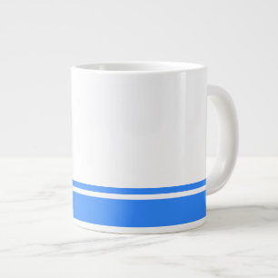 Modern Bright Blue Bottom Racing Stripes On White Large Coffee Mug