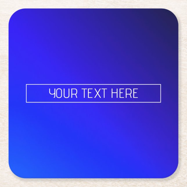 Modern Bright Blue & Purple Gradient Ombre Square Paper Coaster (Front)