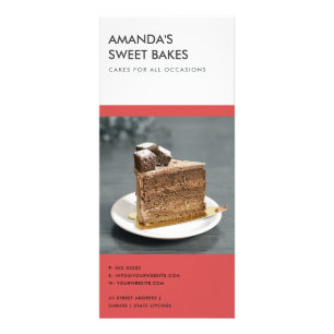 MODERN BRIGHT BOLD RED BLACK BAKERY PRICE SERVICE RACK CARD