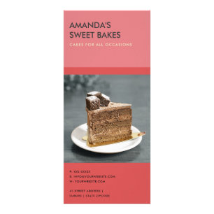 MODERN BRIGHT BOLD RED PINK BAKERY PRICE SERVICE RACK CARD