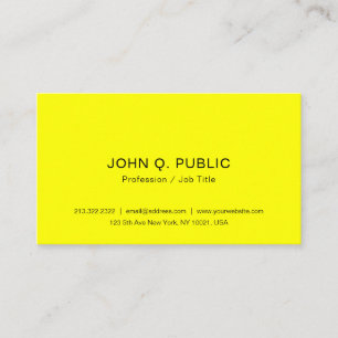 Modern Bright Brilliant Neon Yellow Template Business Card