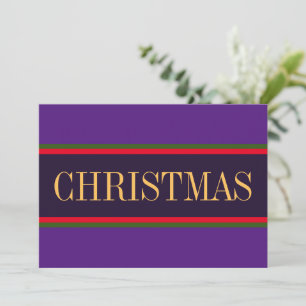 Modern Bright CHRISTMAS" Ribbon. Purple Red Green Holiday Card