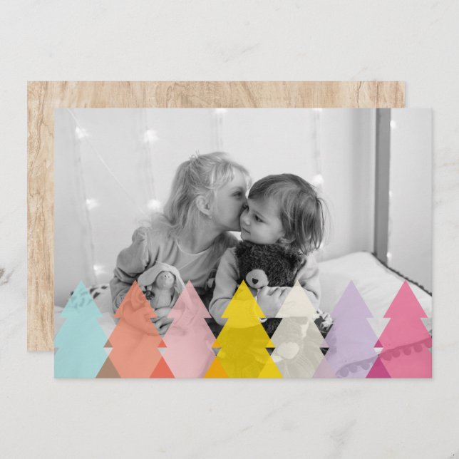 Modern Bright Christmas Trees Photo (Front/Back)