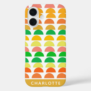 Modern Bright Citrus Geometric Shapes Design iPhone 16 Case