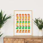 Modern Bright Citrus Geometric Shapes Design Poster<br><div class="desc">A colourful,  fruity playful geometric graphic design pattern of half circle "hills" a cute citrus colour palette of orange,  yellow,  and green.</div>