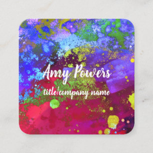 modern bright colorful abstract art double sided square business card