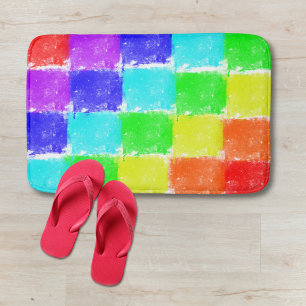 Modern Bright Colour Blocks Pattern Bath Mat