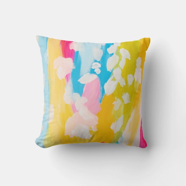 Modern bright colour Painting Spring Design Cushion (Front)