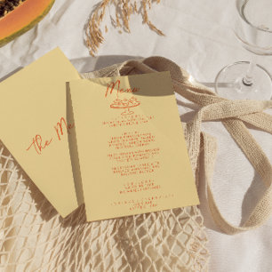 Modern Bright Colourful Hand Drawn Retro Wedding Menu