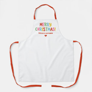 Modern Bright Colourful Merry Christmas Apron