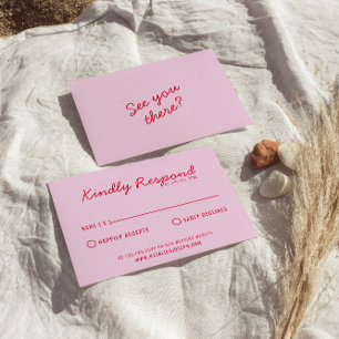 Modern Bright Colourful Retro Fun Funky Wedding RSVP Card