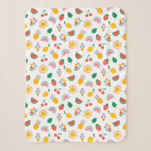 Modern Bright Colourful Smiling Suns and Rainbows Sherpa Blanket