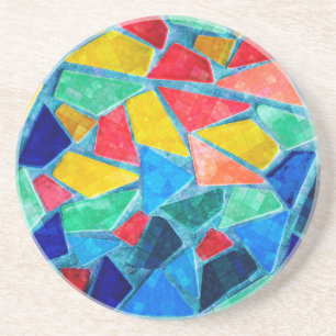 Modern Bright Colours Mosaic Pattern Coaster