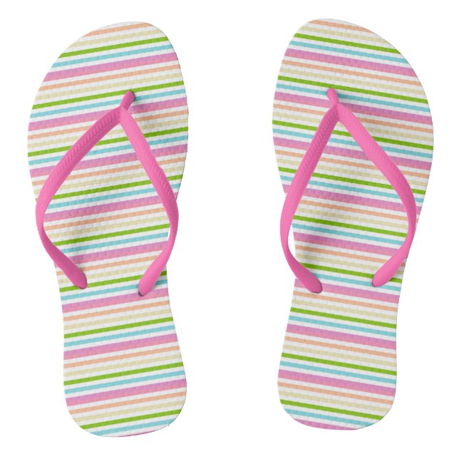 Modern Bright Colours Pink Red Yellow Blue Green Thongs (Footbed)