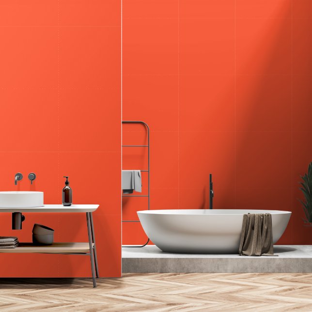 Modern Bright Coral Plain Solid Colour Wallpaper (Bathroom)