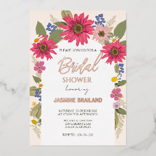 Modern Bright Floral Arch Bridal Shower Gold    