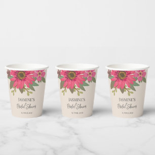 Modern Bright Floral Bridal Shower Paper Cups