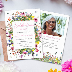 Modern Bright Floral Memorial Celebration of life  Invitation