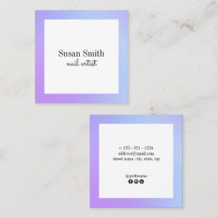 Modern bright gradient purple & blue nail artist  square business card