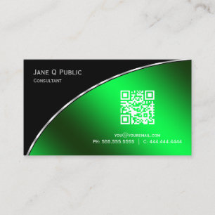 Modern Bright Green QR Elegant Professional Business Card