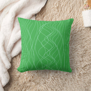 Modern Bright Green Wavy Vertical Stripe Abstract Cushion