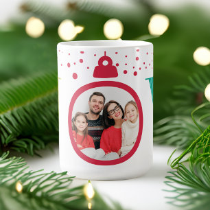 Modern Bright "Joy" Red Ornament Holiday Photo Coffee Mug