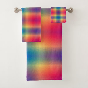 Modern Bright Multi Coloured Pattern  Bath Towel Set