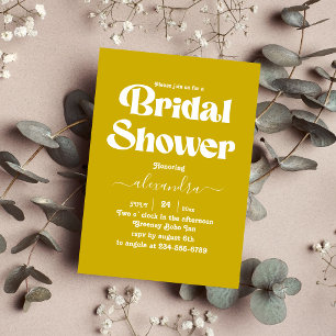 Modern Bright Mustard Yellow Minimalist Bridal Invitation