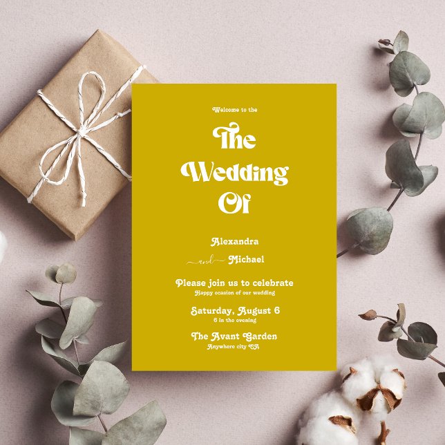 Modern Bright Mustard Yellow Minimalist wedding Invitation (Creator Uploaded)