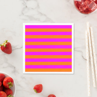 Modern Bright Orange Hot Pink Stripe Pattern Napkin