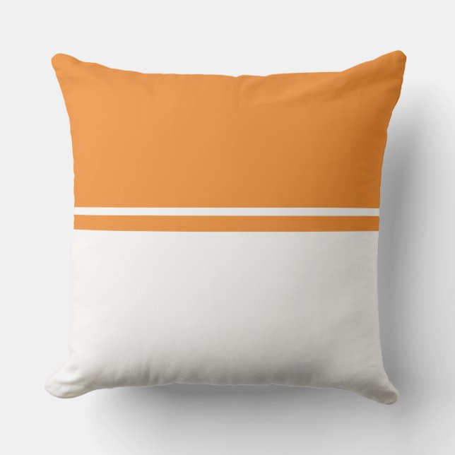 Modern Bright Orange White Fancy Colour Block Cushion (Front)