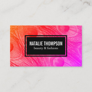 Modern Bright Peacock Feathers Business Card
