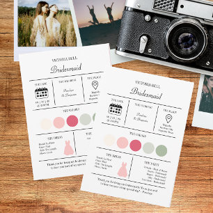 Modern Bright Pink Bridesmaid Information Card