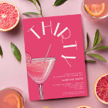Modern Bright Pink Cocktail 30th Birthday Invitation<br><div class="desc">Modern 30th birthday invitation featuring elegant chic typography and minimalist design in bright pink colour</div>
