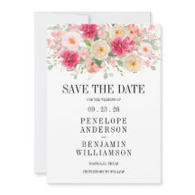 Modern Bright Pink Floral Wedding Save The Date