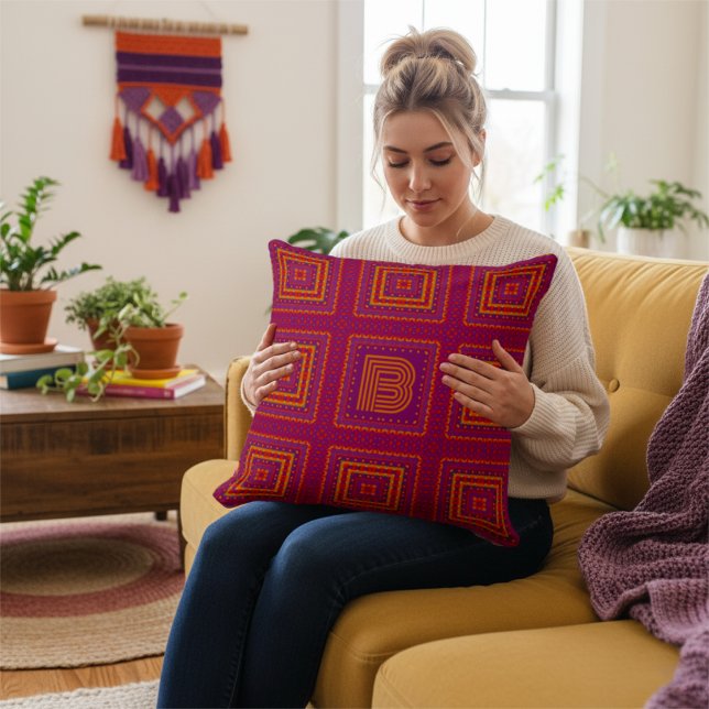Modern Bright Pink Geometric Cushion (Also makes a really nice customizable gift for that special someone.)