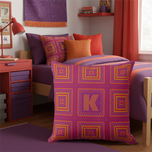 Modern Bright Pink Geometric Cushion