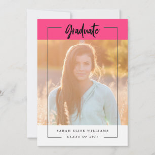 Modern Bright Pink Graduation Invitation