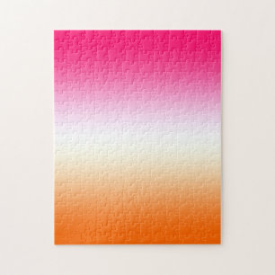 Modern Bright Pink White and Orange Ombre Jigsaw Puzzle