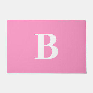 Modern Bright Pink White Monogram Doormat