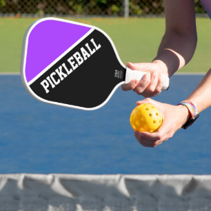 Modern Bright Purple Black Diagonal Colour Block Pickleball Paddle