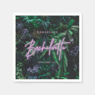 Modern bright purple girly neon bachelorette  napkin