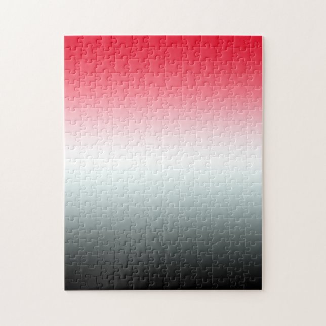 Modern Bright Red White and Black Ombre Jigsaw Puzzle (Vertical)