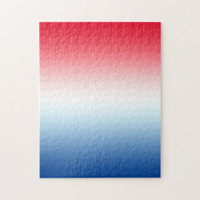 Modern Bright Red White and Blue Ombre Jigsaw Puzzle (Vertical)
