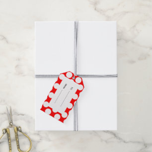 Modern Bright Red White Polka Dots Pattern Gift Tags