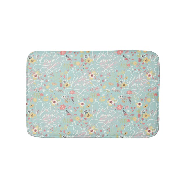 Modern Bright Romantic Pattern Bath Mat (Front)