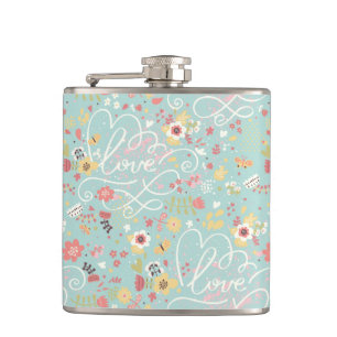 Modern Bright Romantic Pattern Hip Flask