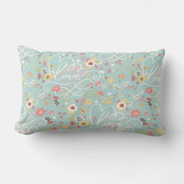 Modern Bright Romantic Pattern Lumbar Cushion (Front)
